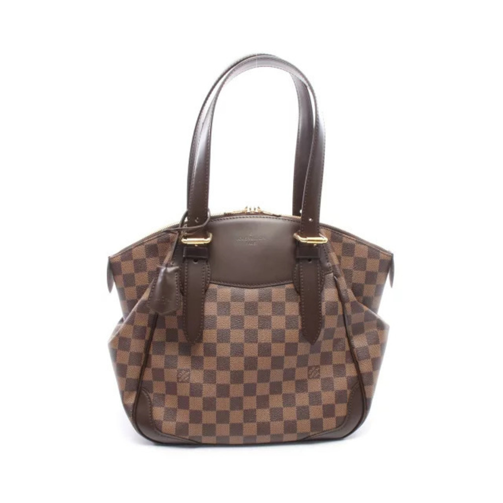 Louis Vuitton Verona Damier Ebene Brown Shoulder Bag Canvas Leather Brown